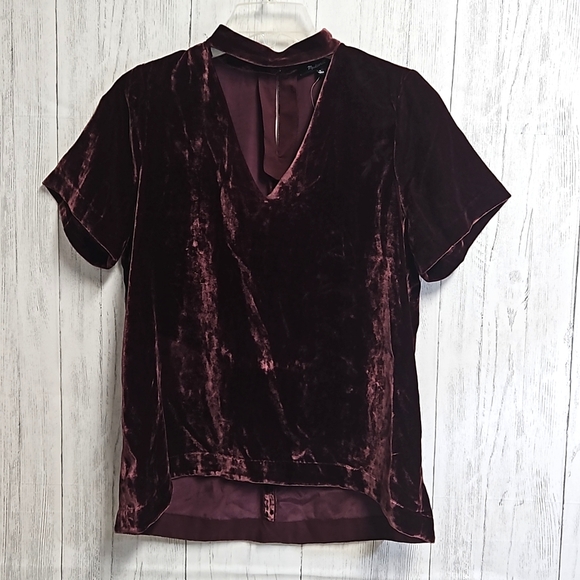 New Madewell choker top burgundy crushed velvet women's size small - Picture 9 of 14